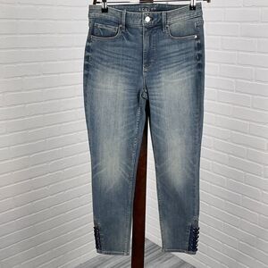 Sculpt Jeans Women 4R Blue Laceup Skinny Crop High‎ Rise Cotton Stretch NWT